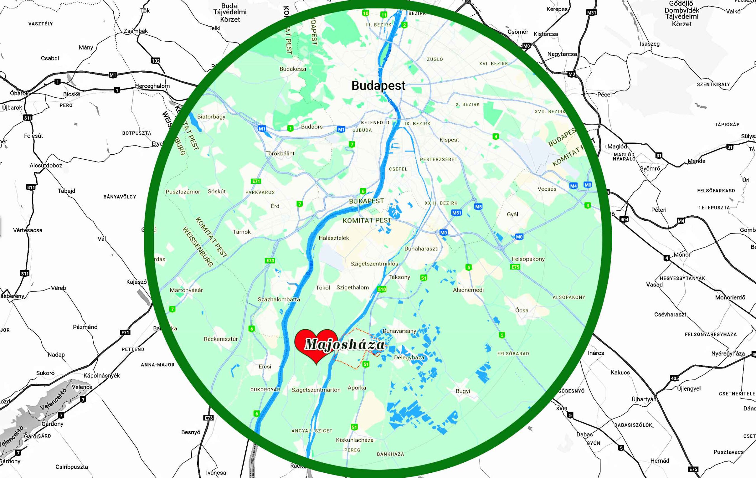 .Majosháza: Erleben Sie selbst, wie ländliche Idylle auf urbanen Komfort trifft. Entdecken Sie das Geheimnis von original ungarischem Lifestyle!
Nähe zu Budapest: Als Teil der Budapester Agglomeration profitieren die Einwohner von Majosháza von der relativen Nähe zur Hauptstadt mit ihren vielfältigen kulturellen Angeboten, Arbeitsmöglichkeiten und umfangreichen Dienstleistungen.
Ruhige, ländliche Umgebung: Majosháza bietet einen entspannten Lebensstil abseits des städtischen Trubels, ideal für Familien oder Menschen, die eine friedliche Atmosphäre schätzen.
Erschwingliches Wohnen: Im Vergleich zur teuren Metropole, bieten die Immobilien in Majosháza sowohl günstigere Kauf- als auch Mietpreise, was den Zugang zu größerem Wohnraum und Grundstücken erleichtert.
Natur und Freizeit: Die ländliche Umgebung und die Nähe zu Naturgebieten ermöglichen eine Vielzahl von Freizeitaktivitäten im Freien, wie Wandern, Radfahren und Picknicken, die zur Gesundheit und zum Wohlbefinden beitragen.
Gemeinschaftsgefühl: Die überschaubare Größe von Majosháza fördert ein starkes Gemeinschaftsgefühl und bietet eine sichere, freundliche Umgebung, in der Nachbarn einander kennen und unterstützen.
Gute Infrastruktur: Trotz seiner ländlichen Lage verfügt Majosháza über eine gute Infrastruktur, mit Zugang zu lokalen Schulen, medizinischen Einrichtungen und Einkaufsmöglichkeiten, die den täglichen Bedarf decken.
Verkehrsanbindung und Mobilität: Mit guten Straßenverbindungen und öffentlichen Verkehrsmitteln sind die Bewohner schnell und unkompliziert in Budapest sowie in den umliegenden Orten und Gemeinden. Dies erleichtert sowohl das Pendeln zur Arbeit als auch spontane Städtetrips.