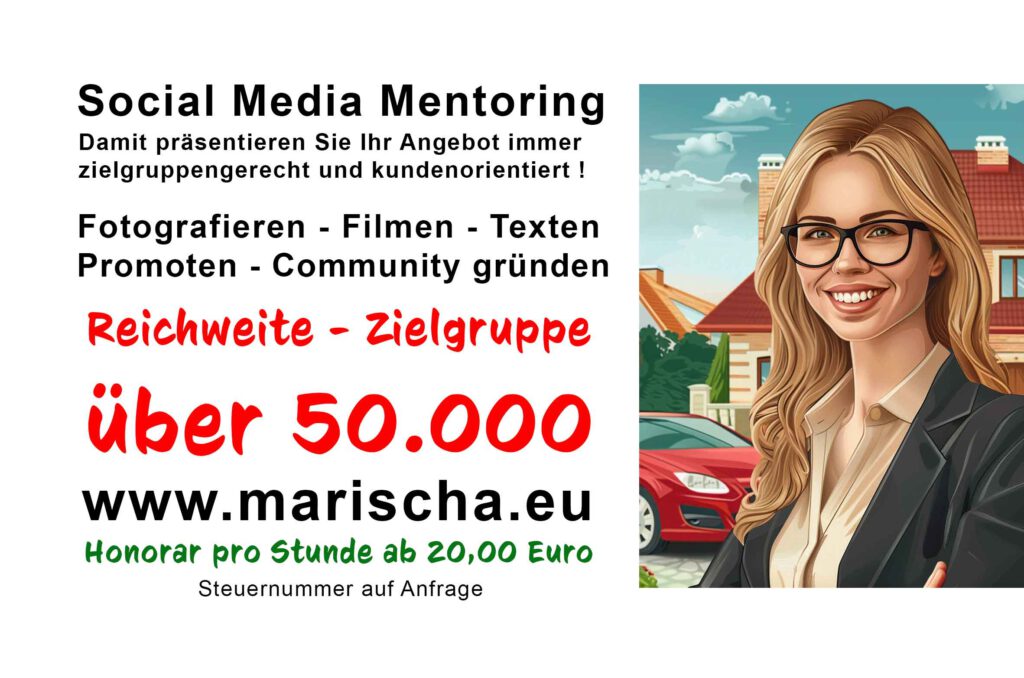 Mit Marischa zum Erfolg! Entwickle einzigartige Social-Media-Strategien mit Marischa. Hol Dir eine Komplettanalyse, indiv. Strategie, Content-Planung, Community-Aufbau & Performance-Tracking. Jetzt kostenloses Erstgespräch sichern! Jetzt kontaktieren!