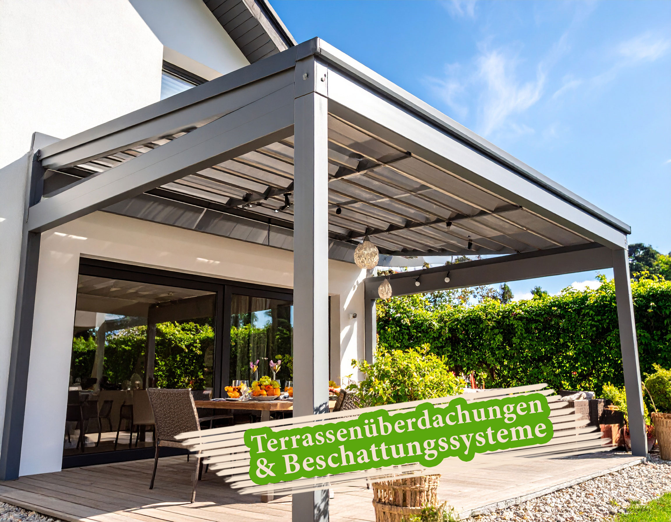 Wunderschöne Terrassenüberdachung mit luxuriöser Gartenanlage – maßgefertigte Beschattungssysteme und Terrassenlösungen für individuellen Sonnenschutz. Wunderschöne Terrassenüberdachung mit luxuriöser Gartenanlage – maßgefertigte Beschattungssysteme und Terrassenlösungen für individuellen Sonnenschutz.