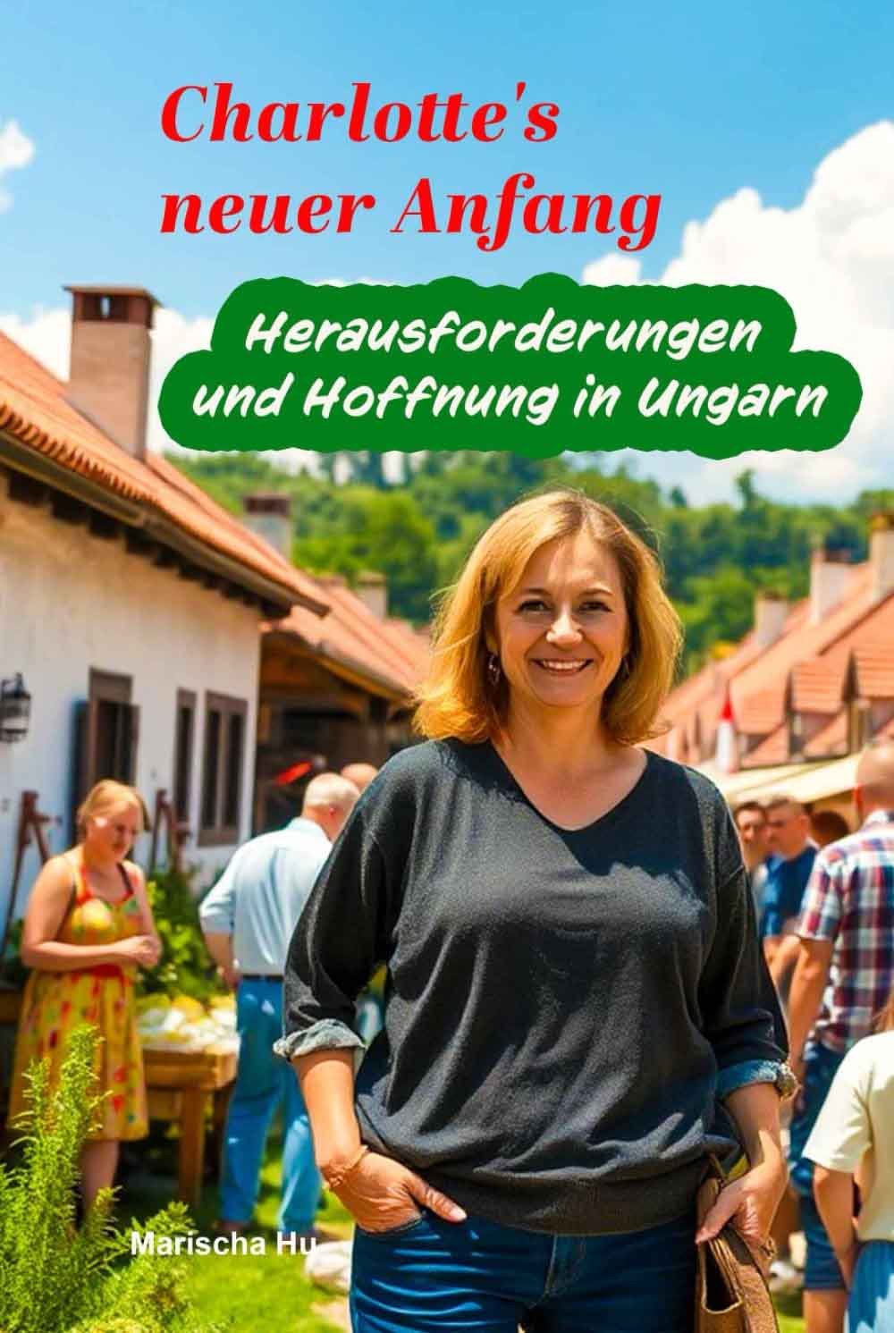 Buchcover des Romans ‚Charlotte’s neuer Anfang – Herausforderungen und Hoffnung in Ungarn‘ von Marischa Hu und Marion Schanné