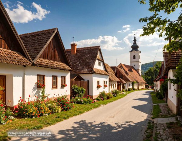 Dorfansicht von Ják in Ungarn mit traditionellen Häusern im Komitat Vas - Symbolbild