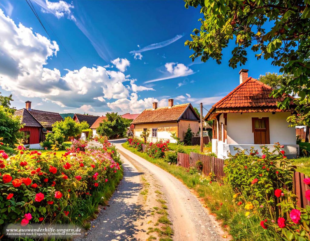 Ländliche Landschaft in Westungarn Dorf Anfang mit Feldern und Natur