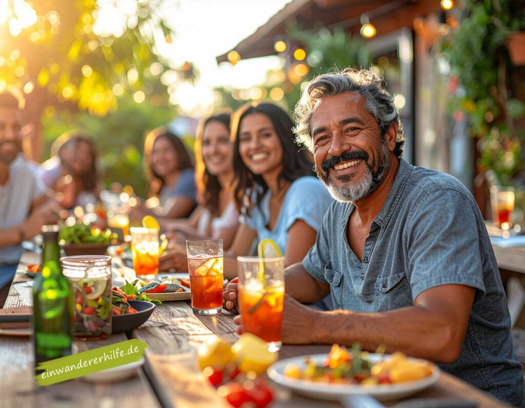 Deutsche Auswanderer treffen sich beim Stammtisch im Sommergarten in Vas.