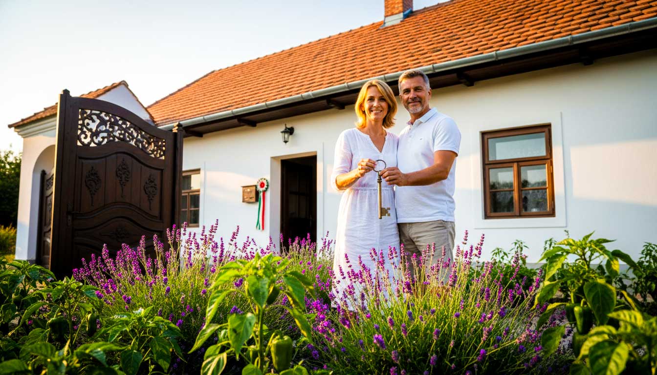Nebenkosten beim Hauskauf in Ungarn – Haus mit Schlüssel und Dokumenten, symbolische Darstellung der Kaufnebenkosten